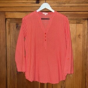 Hester & Orchard Orange & White Chevron Pop over Blouse Sz. S